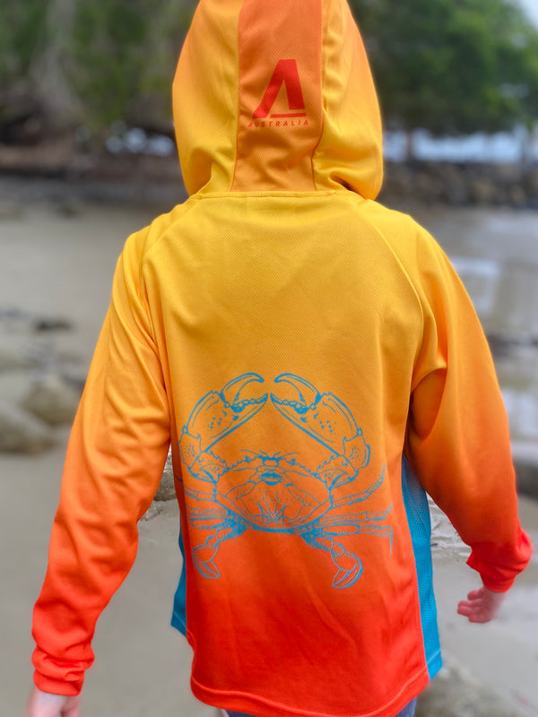 NEW Kids Fishing Shirt - Hooded Mud Crab