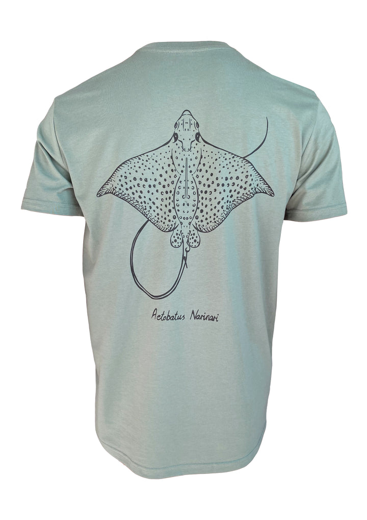 Eagle Ray t-shirt. Sea Creatures collection. sage green.