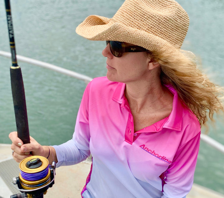 Ladies Pink Fishing Shirt. Sun smart. australian design.