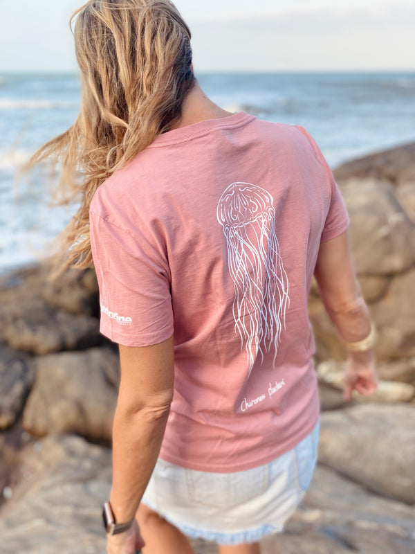 Jellyfish Ladies Cotton T-shirt - Dusty PInk