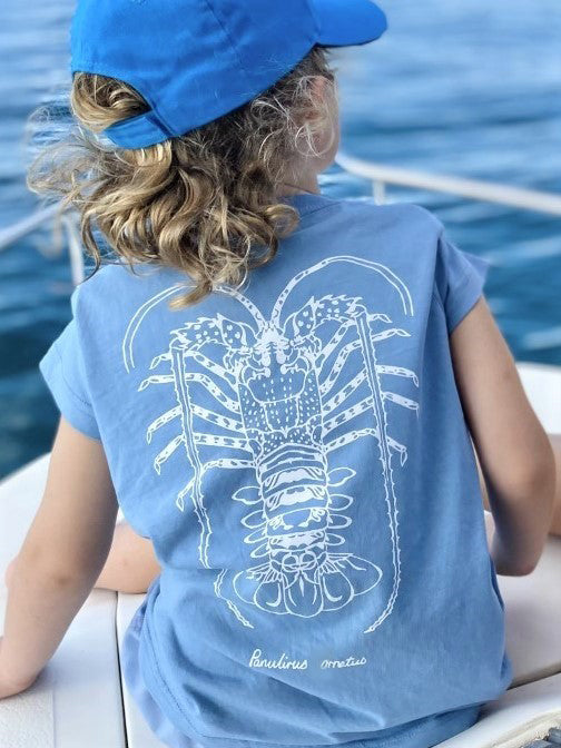 Kids Crayfish Cotton T-shirt - Sky Blue