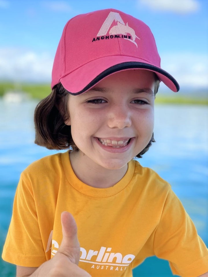 Kids fishing cap. pink. velcro.