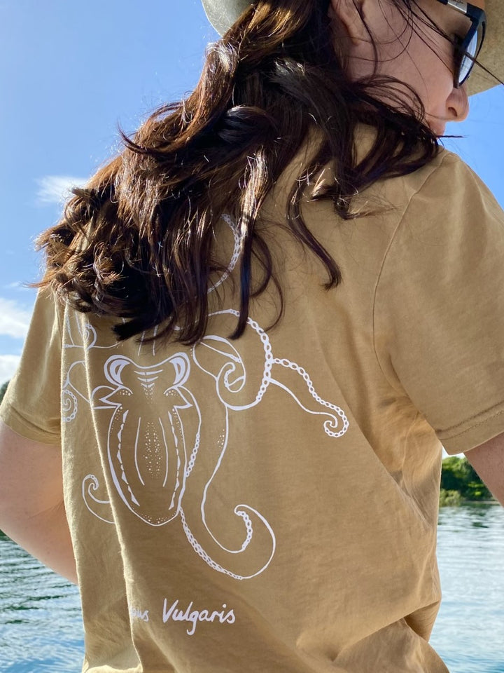 Octopus. Mustard. ladies t-shirt.