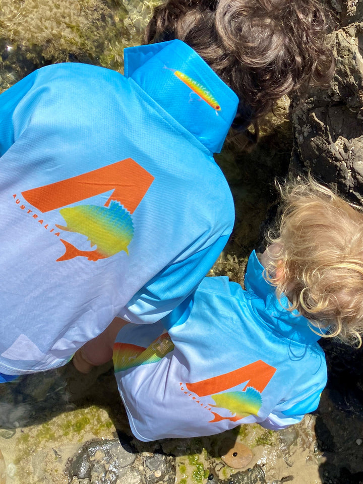Switchbait Kids Fishing Shirt, Reef design, UPF 50+ Sun Protection