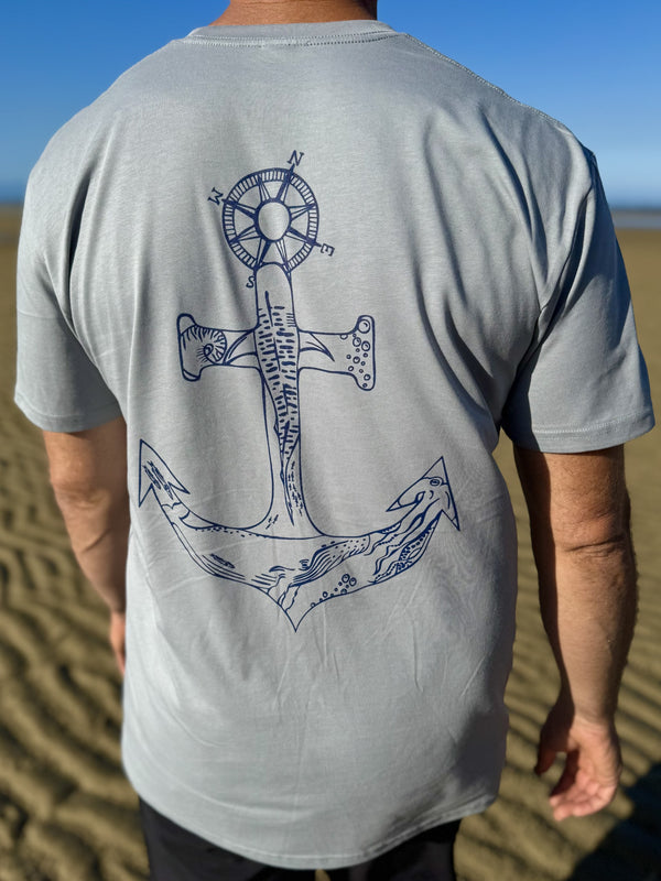 NEW Anchor Print Cotton T-shirt - Smokey Blue