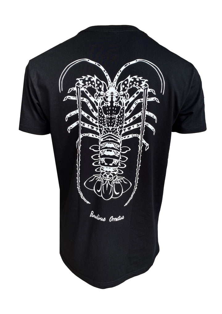 hand printed. Australian Crayfish T-shirt. logo on sleeve.