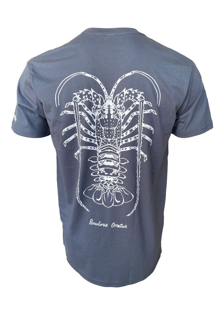australian crayfish t-shirt. Petrol blue. logo on sleeve. 